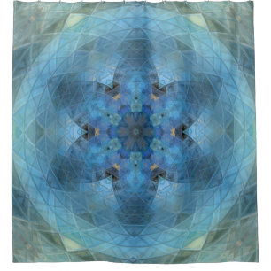 Rideaux De Douche Orbe Florale Vert Bleu