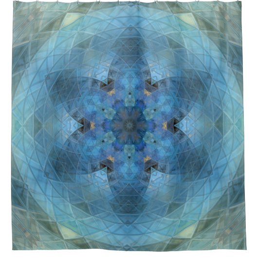 Rideaux De Douche Orbe Florale Vert Bleu (Devant)