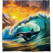Rideaux De Douche Orca Solo Wave Barrel Fun Design par Rich AMeN Gil (Devant)