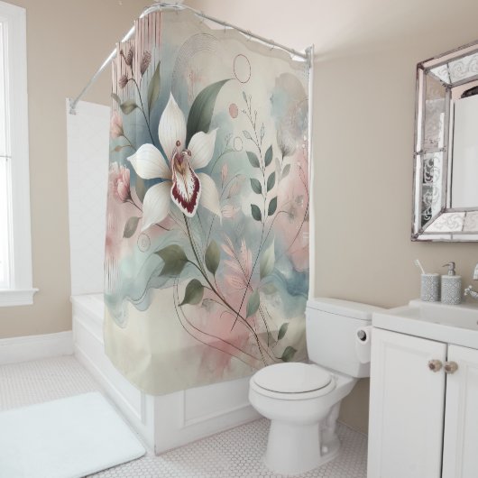 RIDEAUX DE DOUCHE "ORCHIDÉE BLANCHE" (En situation)