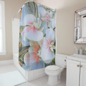 Rideaux De Douche Orchidées blanches roses fleurs aquarelle (En situation)