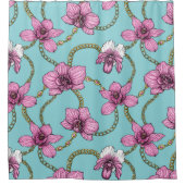 Rideaux De Douche Orchidées et chaînes, roses et bleues (Devant)