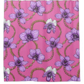 Rideaux De Douche Orchidées et chaînes, violet et rose (Devant)