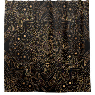 Rideaux De Douche Oriental Mandala, Luxury Vintage Motif.
