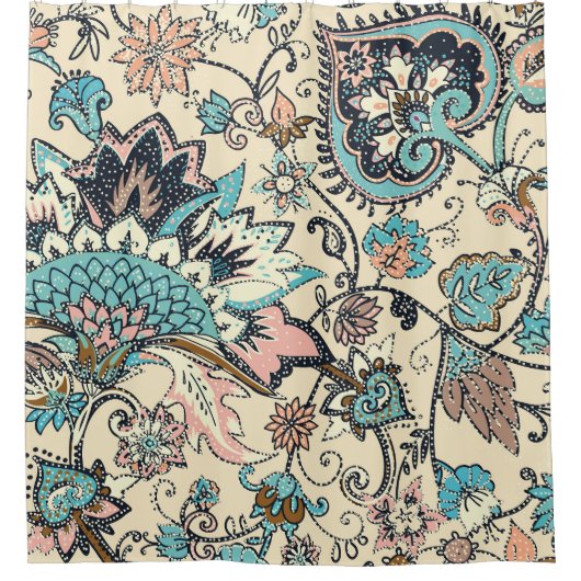 Rideaux De Douche Oriental Paisley : Elégance Textile Stylisée. (Devant)