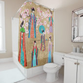 Rideaux De Douche Orientale fille en retro costumejapanese, chinois, (En situation)