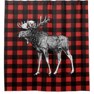Rideaux De Douche Orignaux de cabine et plaid rustiques de Buffalo