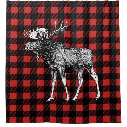 Rideaux De Douche Orignaux de cabine et plaid rustiques de Buffalo (Devant)