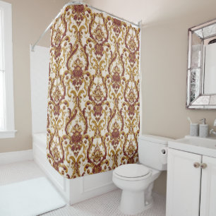 Rideaux De Douche Ornement baroque en ivoire avec or et bordeaux