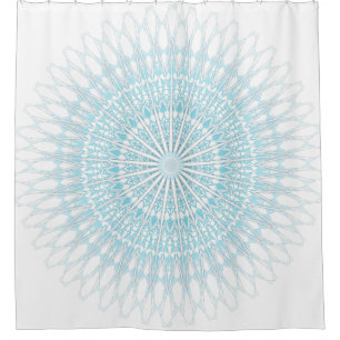 Rideaux De Douche Ornement blanc de mandala de turquoise