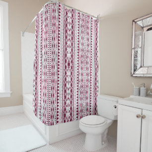 Rideaux De Douche Ornement Bohème 30122020 Rouge foncé