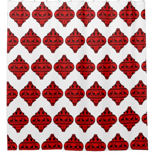 Rideaux De Douche Ornement Buffalo Plaid Reindeer (Devant)