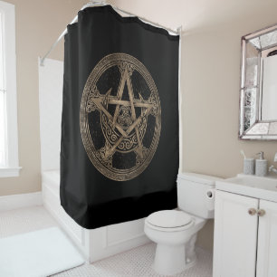 Rideaux De Douche Ornement de la Lune de Pentagram Triskelion
