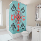 Rideaux De Douche Ornement ethnique de style navajo avec oiseaux et  (En situation)