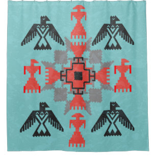 Rideaux De Douche Ornement ethnique de style navajo avec oiseaux et
