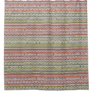 Rideaux De Douche Ornement ethnique géométrique olive et marron