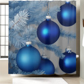 Rideaux De Douche Ornements bleus grenus Arbre blanc Noël