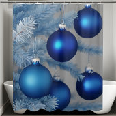 Rideaux De Douche Ornements bleus grenus Arbre blanc Noël