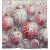 Rideaux De Douche Ornements de Noël impressionniste Whimsical rose (Devant)