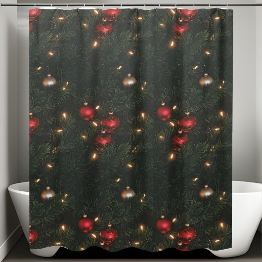 Rideaux De Douche Ornements de Noël traditionnels Pine Tree Holiday