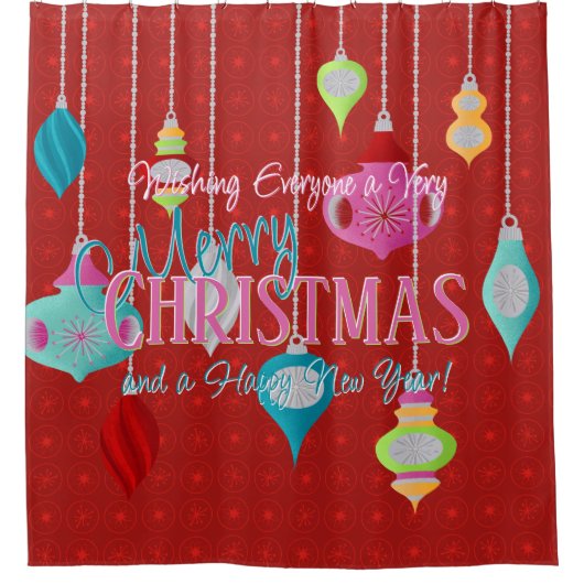Rideaux De Douche Ornements rétro Noël rouge (Devant)