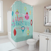 Rideaux De Douche Ornements rétro Noël Turquoise (En situation)
