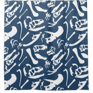 Rideaux De Douche Os de dinosaure (bleu)