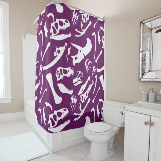 Rideaux De Douche Os Dinosaures (Violet) (En situation)