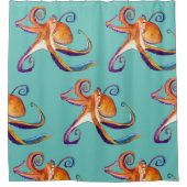 Rideaux De Douche Otopus vie marine aquarelle art (Devant)