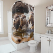 Rideaux De Douche Otters amusants courir dans l'eau Animaux sauvages (En situation)