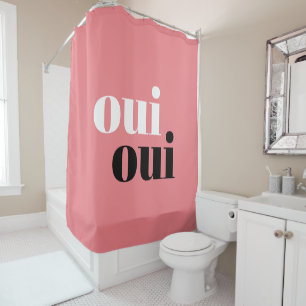 Rideaux De Douche Oui Oui Moderne Coral Saumon Rose Simple typograph