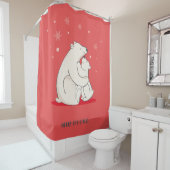 Rideaux De Douche Ours blancs de Noël rouge mignon (En situation)
