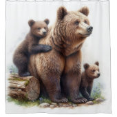 Rideaux De Douche Ours Brown avec deux petits (Devant)