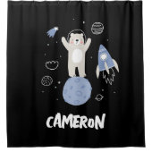 Rideaux De Douche Ours De Cartoon Mignonne Dans L'Espace (Devant)