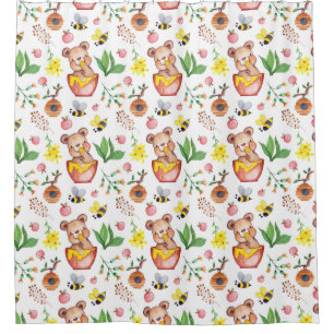 Rideaux De Douche Ours de miel et abeilles