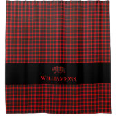 Rideaux De Douche Ours de monogramme plaqué rustique | Noir rouge de (Devant)