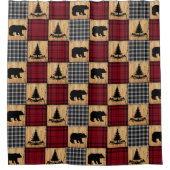 Rideaux De Douche Ours en carreaux de Buffalo rustiques Arbres Bois  (Devant)