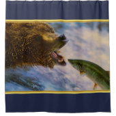 Rideaux De Douche Ours gris attrapant le saumon de truite à tête (Devant)