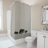 Rideaux De Douche Ours Noir avec Cubs Silhouettes (En situation)