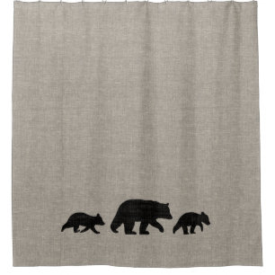 Rideaux De Douche Ours noir avec des silhouettes de CUB