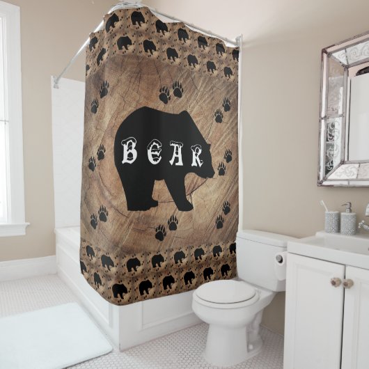 Rideaux De Douche Ours Noir Et Paniers Ours (En situation)