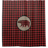 Rideaux De Douche Ours Plaid Noir Rouge (Devant)