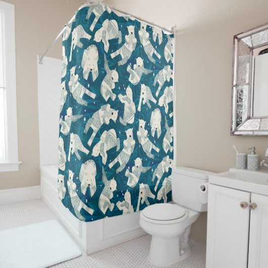 Rideaux De Douche ours polaire arctique bleu (En situation)