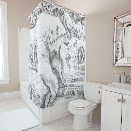 Rideaux De Douche Ours polaire et eau (En situation)