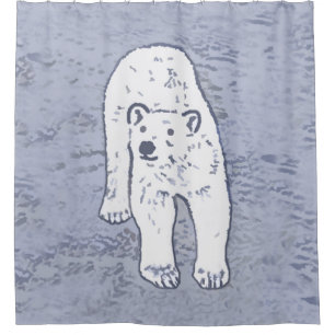 Rideaux De Douche Ours polaire sur la peinture sur glace - Art origi