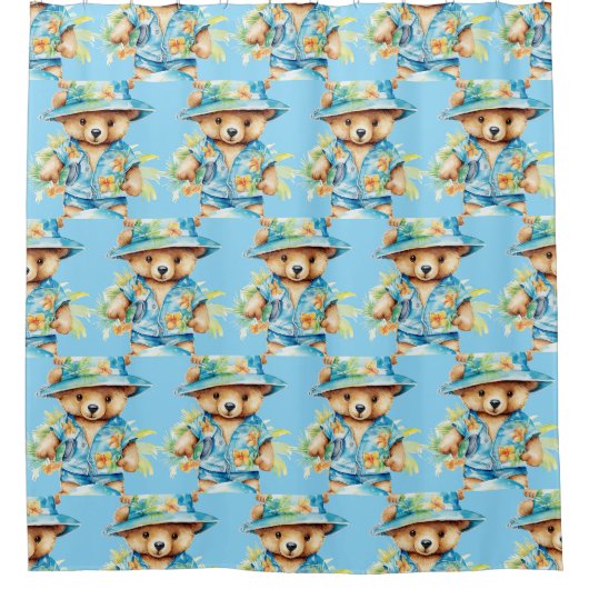 Rideaux de douche Ourson Bleu pour Garçon (Devant)