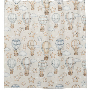 Rideaux De Douche Ourson en peluche mignon montgolfière motif neutre