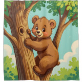 Rideaux De Douche Ourson mignon grimpant à un arbre (Devant)