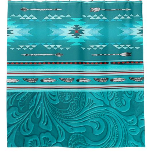 Rideaux De Douche Outil en cuir Turquoise Tribal Navajo (Devant)