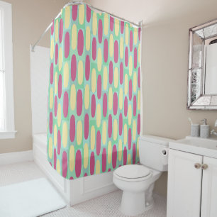 Rideaux De Douche Ovales jaune et rose